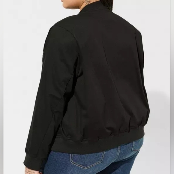 Torrid Black Stretch Twill Bomber Jacket - Picture 14 of 14